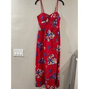 BAND OF GYPSIE WOMENS MAXI RED FLORAL RED DRESS BUSTIER SUMMER SLEEVELESS SIZE S